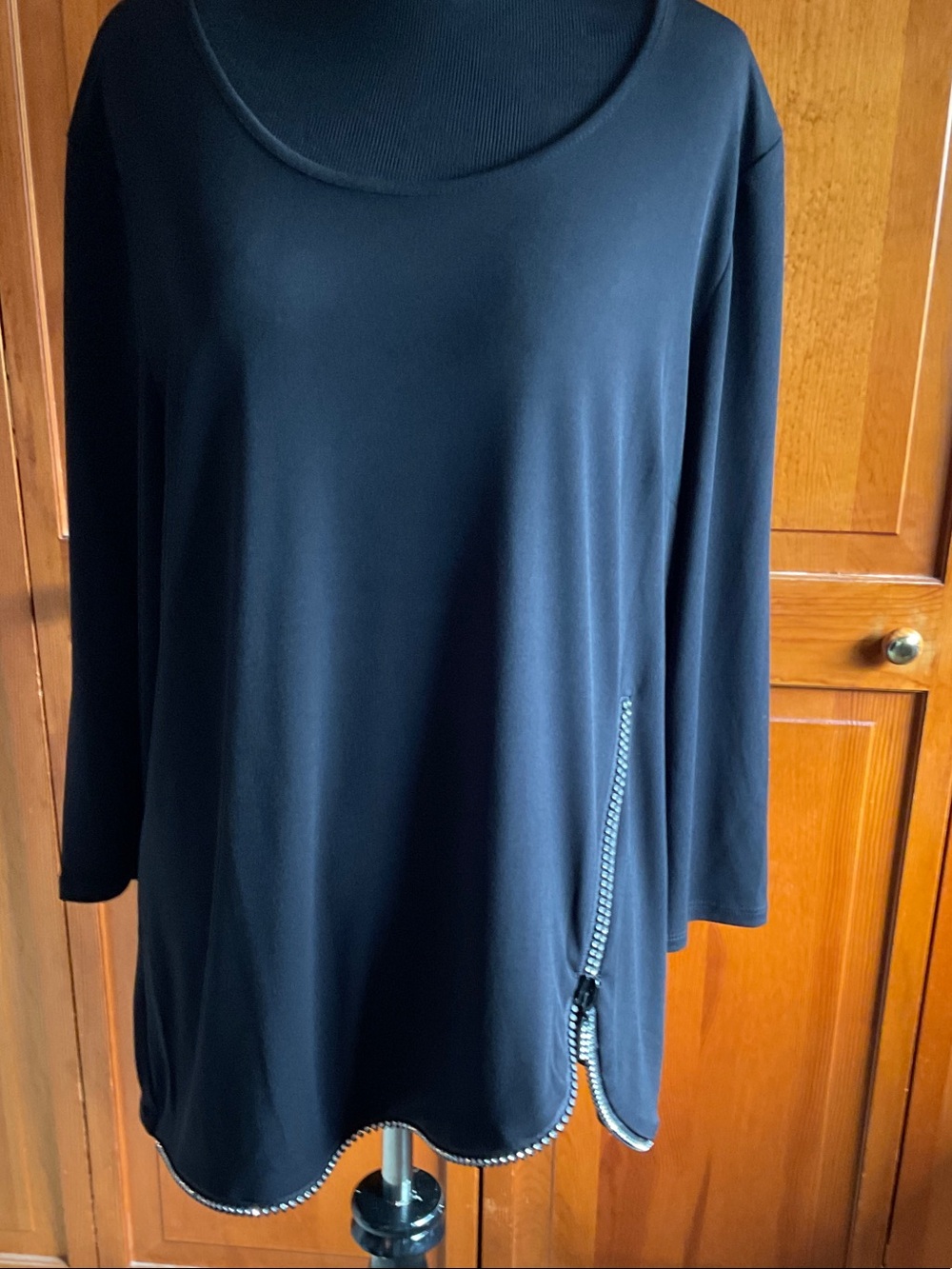 JM Collection Black Long Sleeve Tunic with Decorative Trim